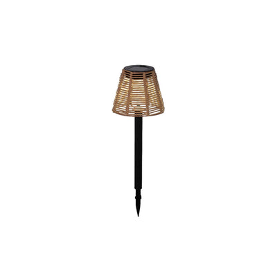 Lumineo solar steeklamp wicker ø12xh30cm