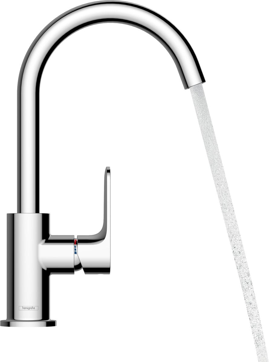 Hansgrohe rebris s - wastafelmengkraan - ééngreeps bediening - met trekwaste - 210mm maat - draaibare uitloop - mat zwart