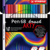 Stabilo pen 68 brush - viltstift - arty - set met 18 stuks