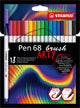 Stabilo pen 68 brush - viltstift - arty - set met 18 stuks