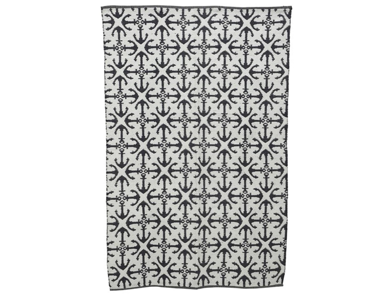 Decoris buitenvloerkleed 100% pvc met blauw ankermotief 180x120cm