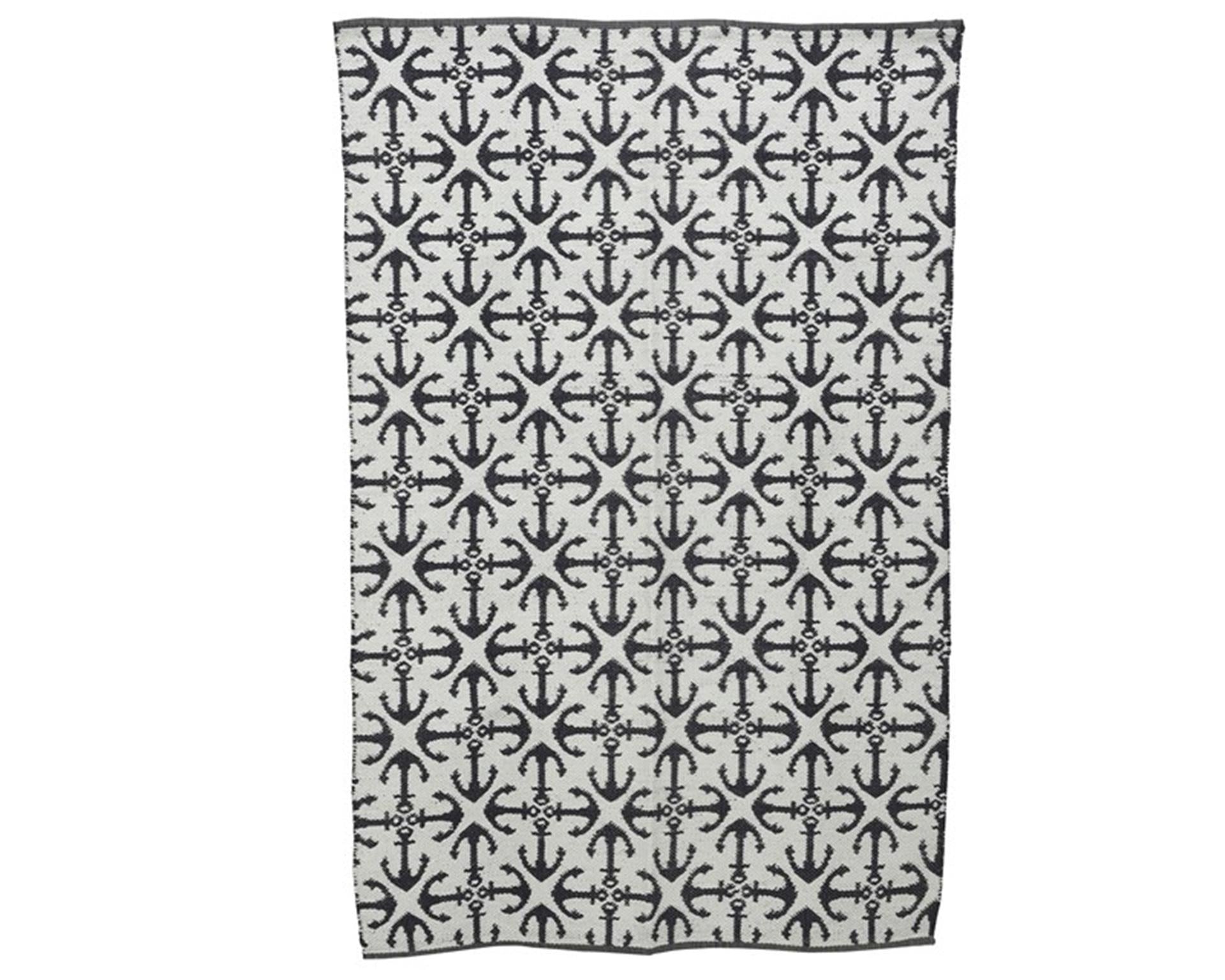 Decoris buitenvloerkleed 100% pvc met blauw ankermotief 180x120cm