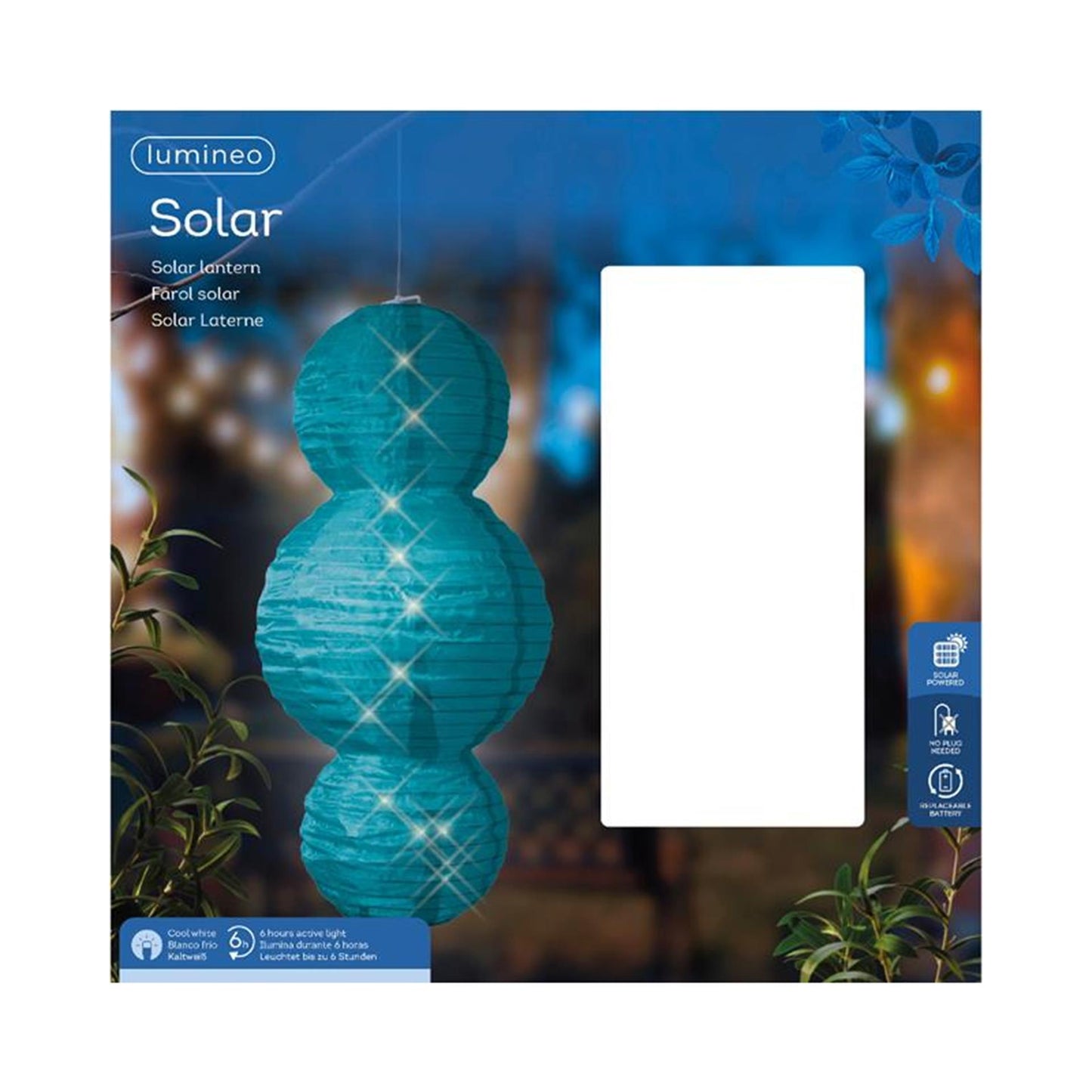 Lumineo solar lantaarn nylon ø28x58cm assortie warm wit
