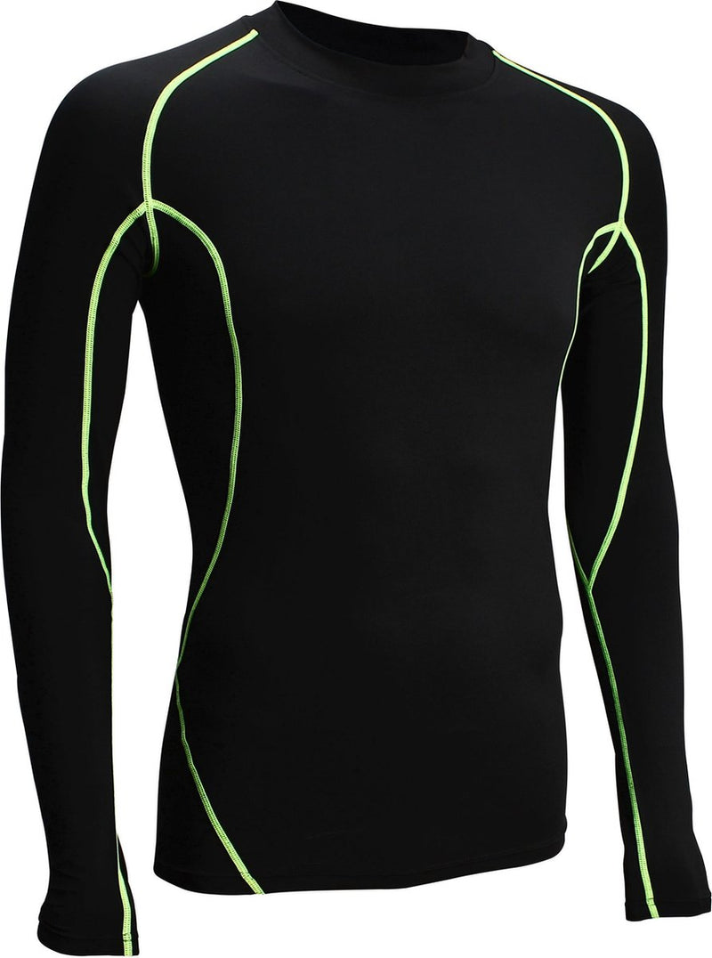 Avento compressieshirt - lange mouw - mannen - zwart geel - maat l