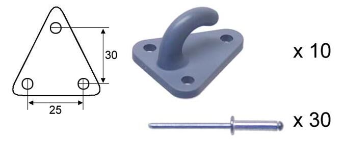 Valeryd dekzeilhaak fastening 10pcs. f. cover net w. pop rivet
