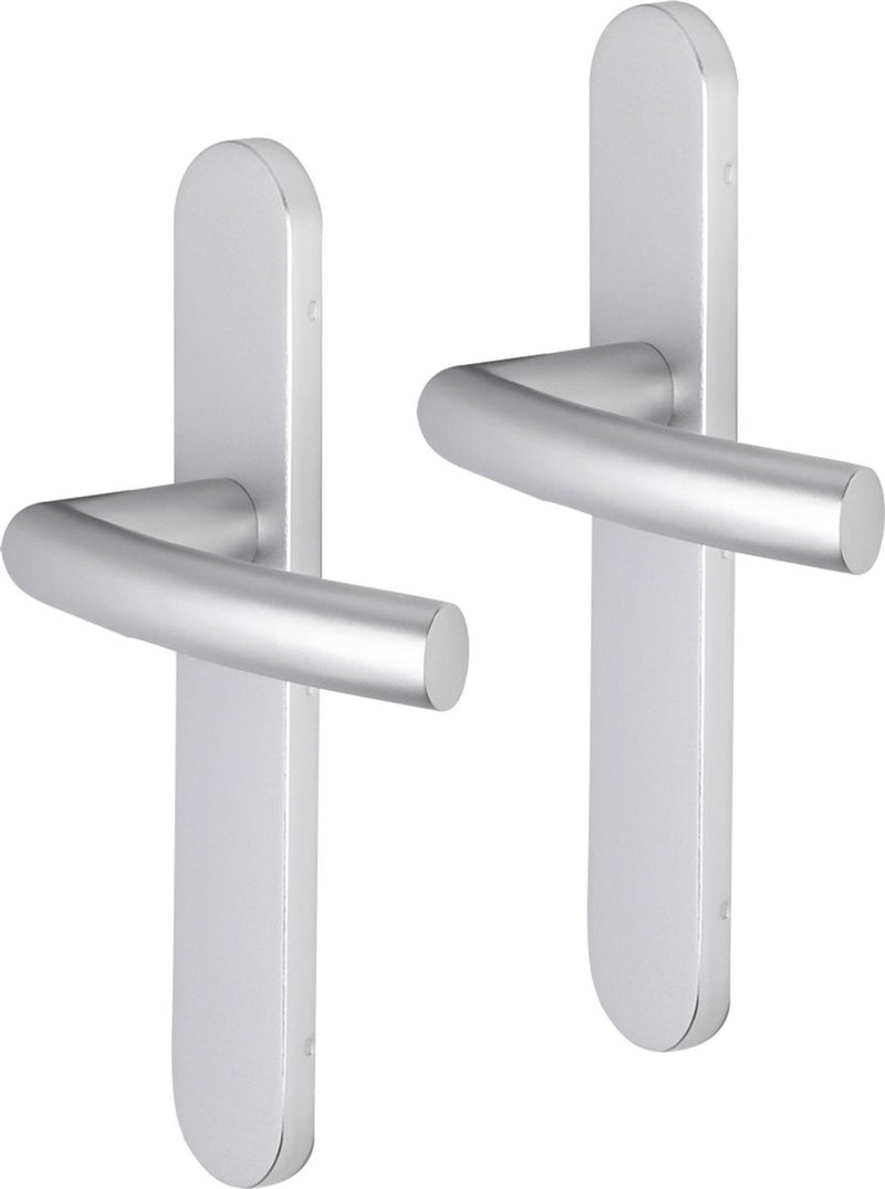 Impresso deurkruk - burton - voor binnen - ovaal deurschild - aluminium - 2 stuks