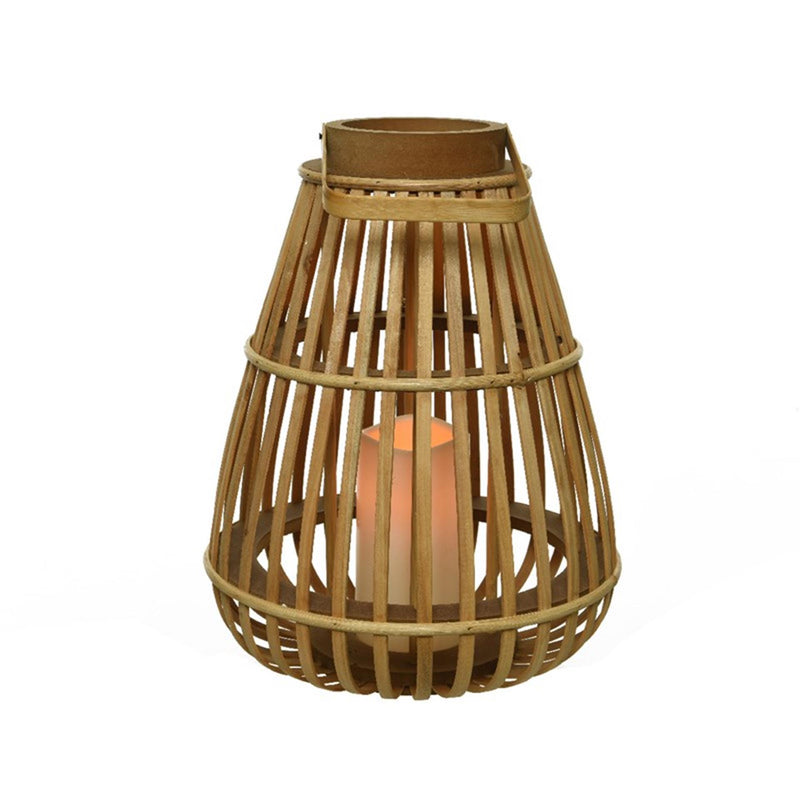 Decoris led lantaarn bamboe 25x25x27,5cm