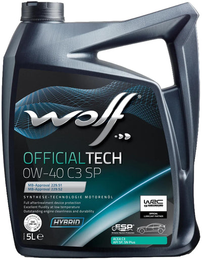 Wolf motoröl officialtech c3 sp motoroil 0w40 5l off.tech c3 sp