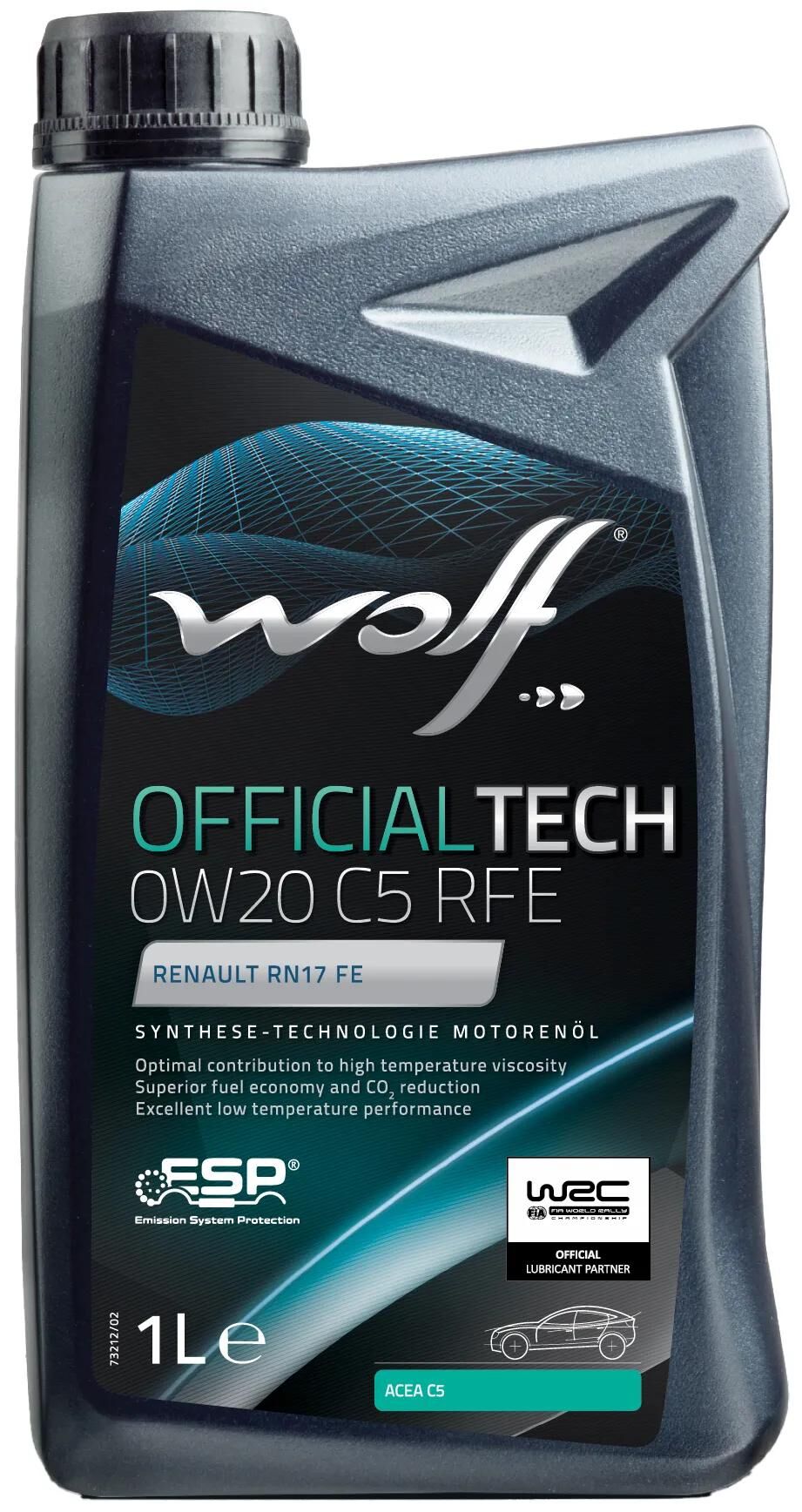 Wolf motoröl officialtech c5 rfe motoroil 0w20 1l offic.tech c5 rfe