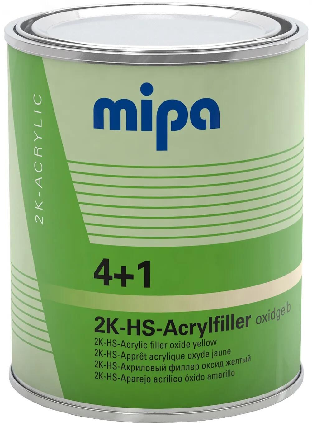 Mipa vulmiddel voor grondverf 4+1 acrylfiller hs 4+1 acrylic filter hs 1l oxidyellow