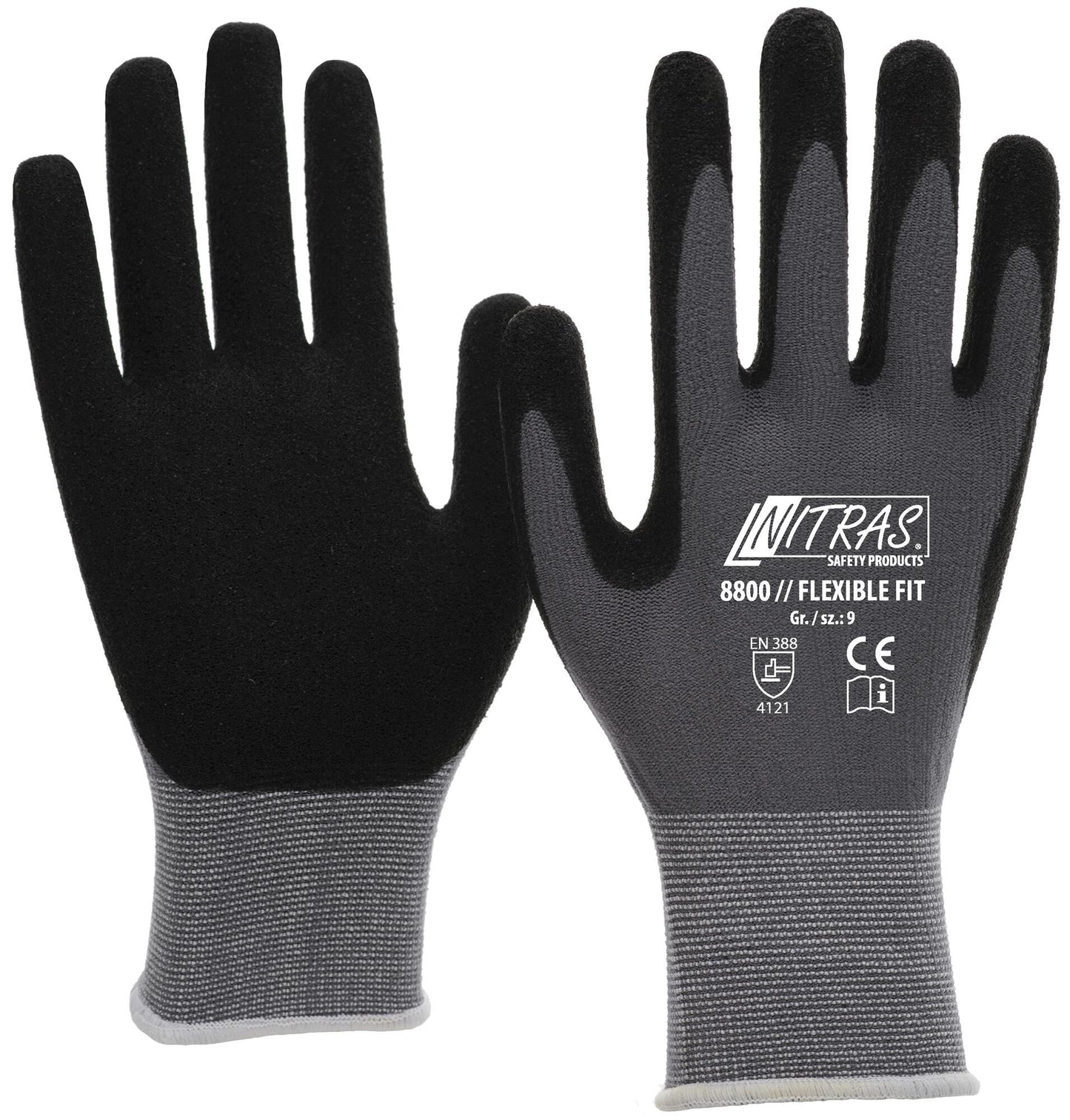 Nitras safety nitras fijn gebreide handschoen flexible fit glove size 10 knit gray sw flexible fit
