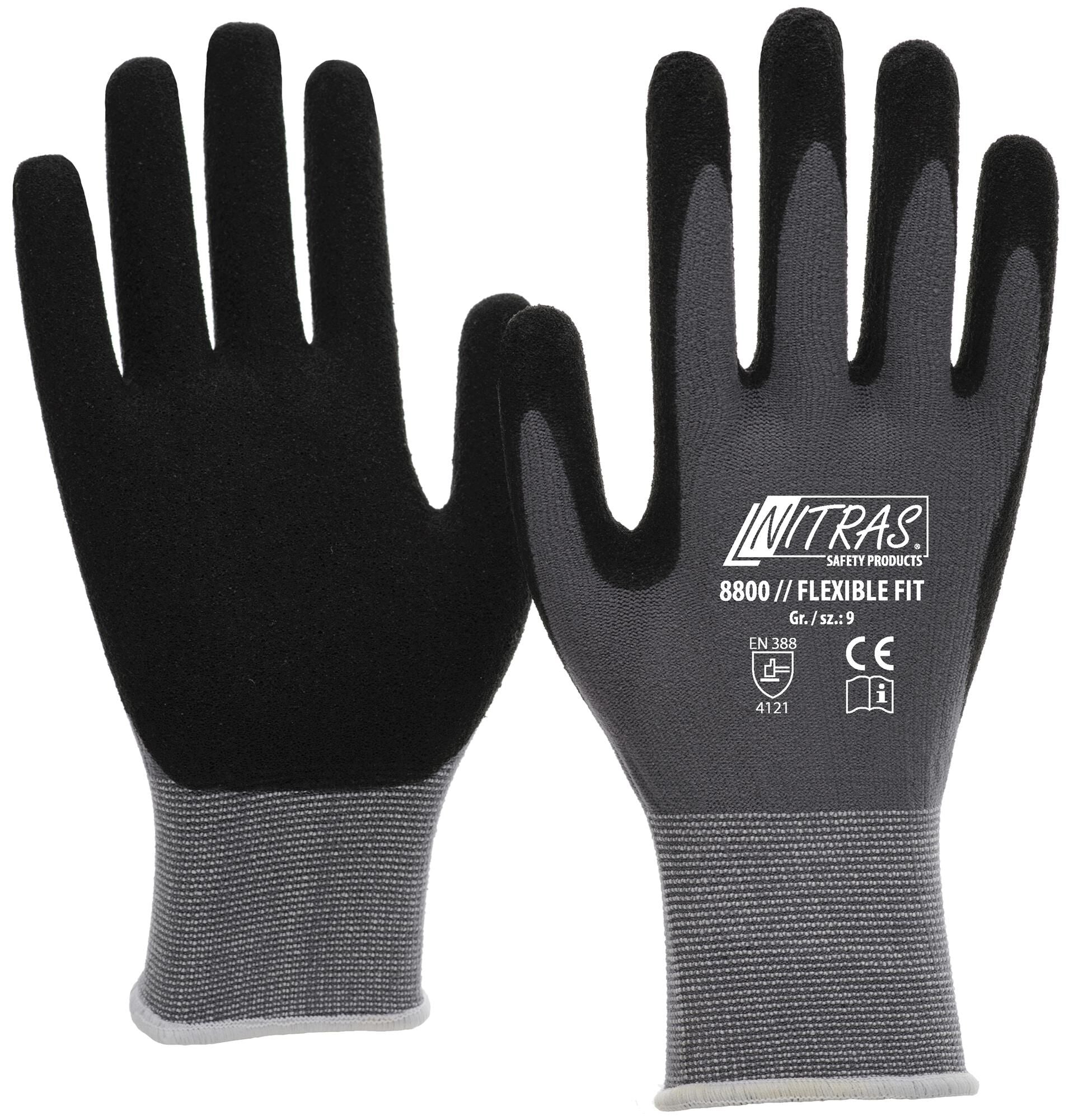 Nitras safety nitras fijn gebreide handschoen flexible fit glove size 10 knit gray sw flexible fit
