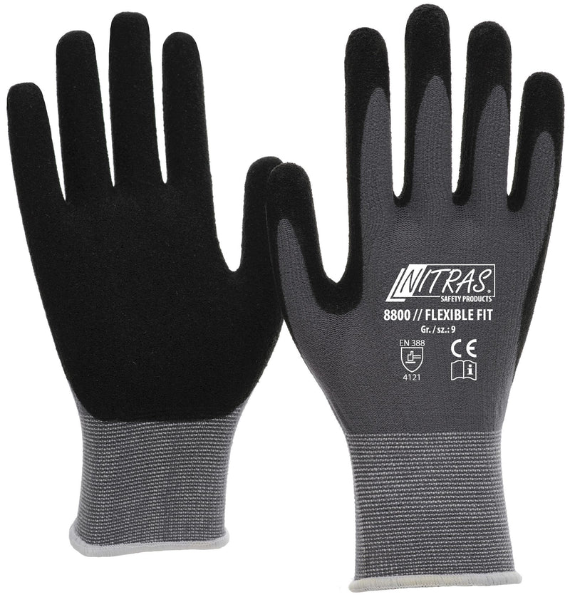 Nitras safety flexibele werkhandschoen flexible fit glove size 8 knit gray sw flexible fit