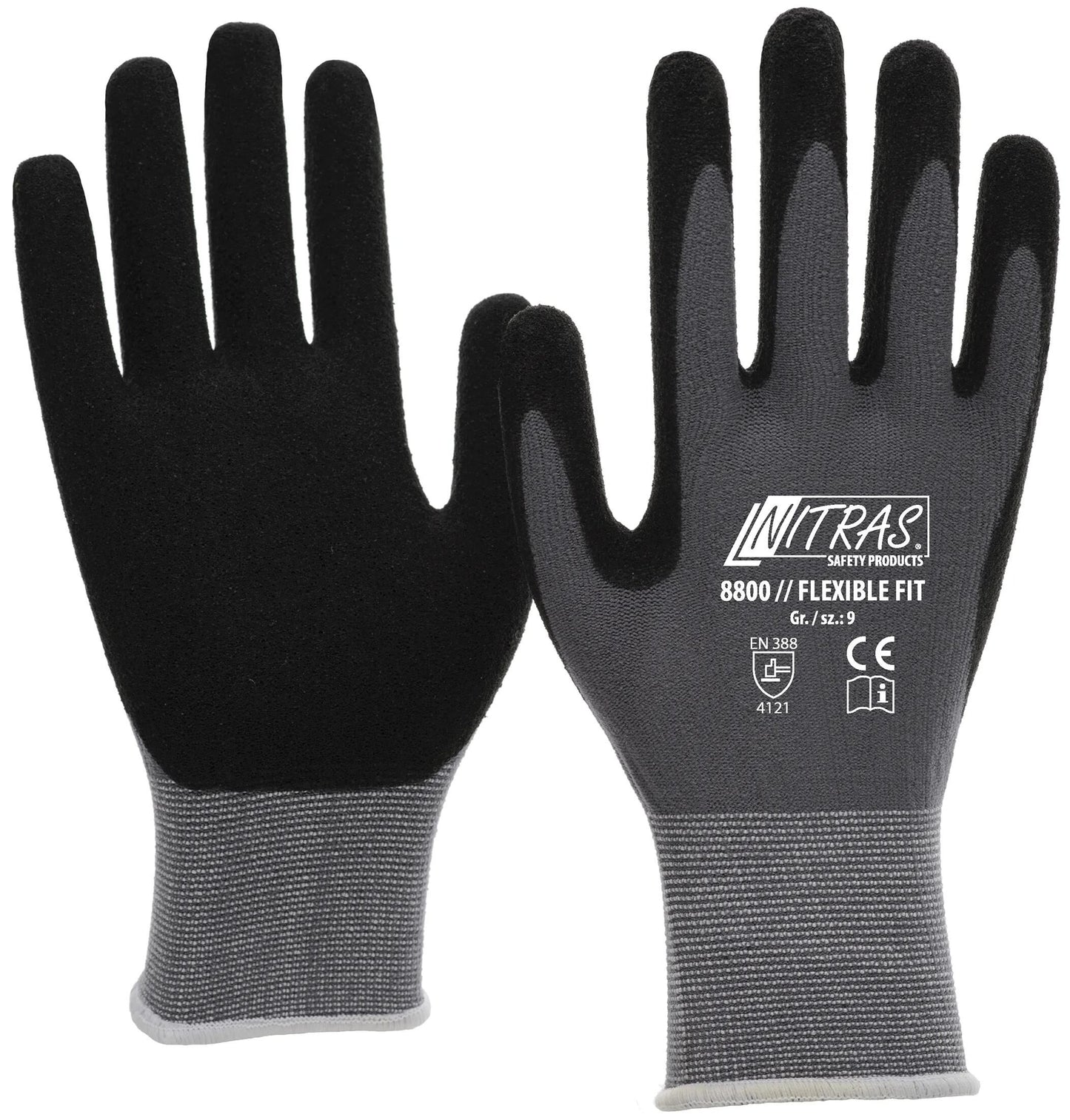Nitras safety flexibele werkhandschoen flexible fit glove size 11 knit gray sw flexible fit