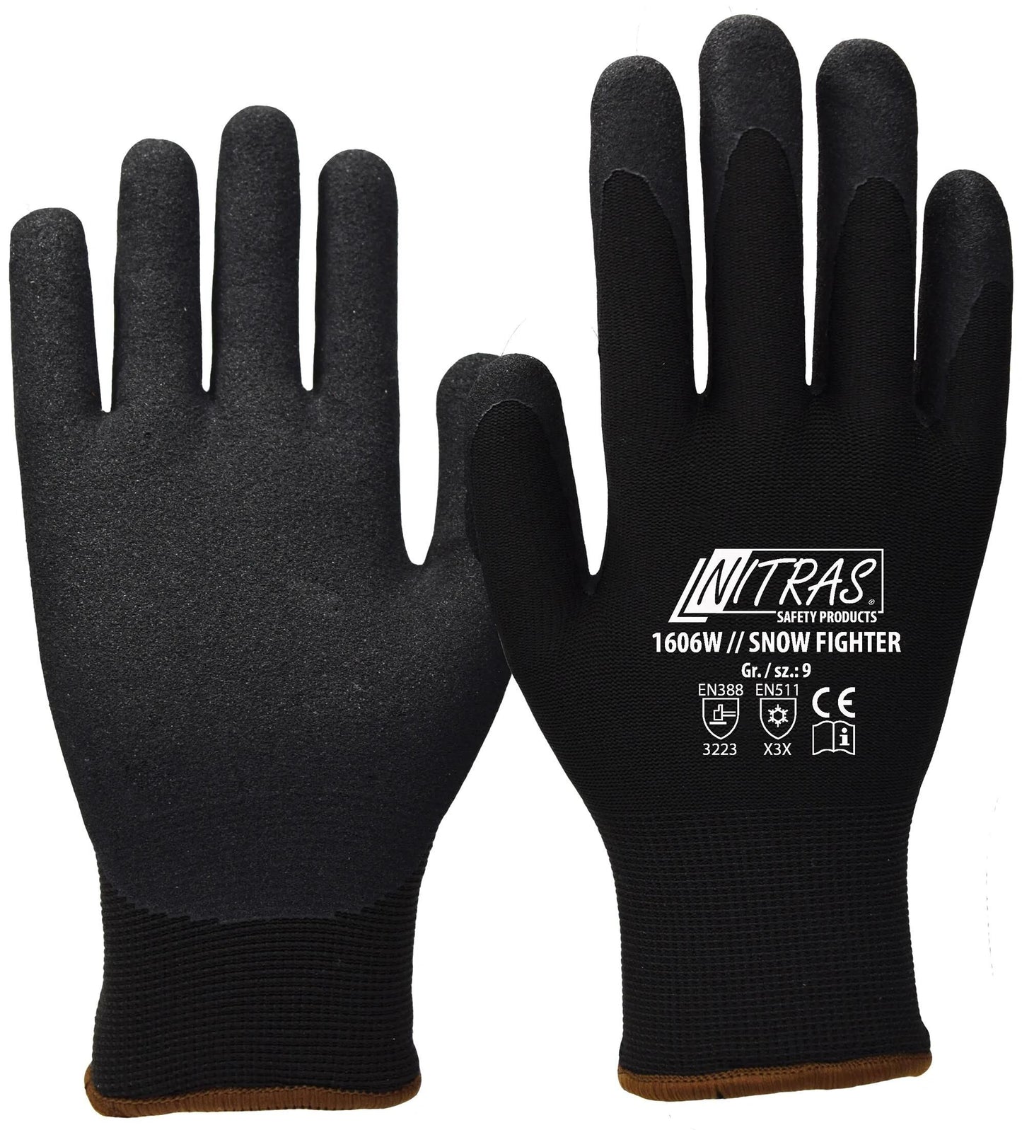 Nitras safety winterhandschoen snow fighter winter glove size 10 black snow fighter