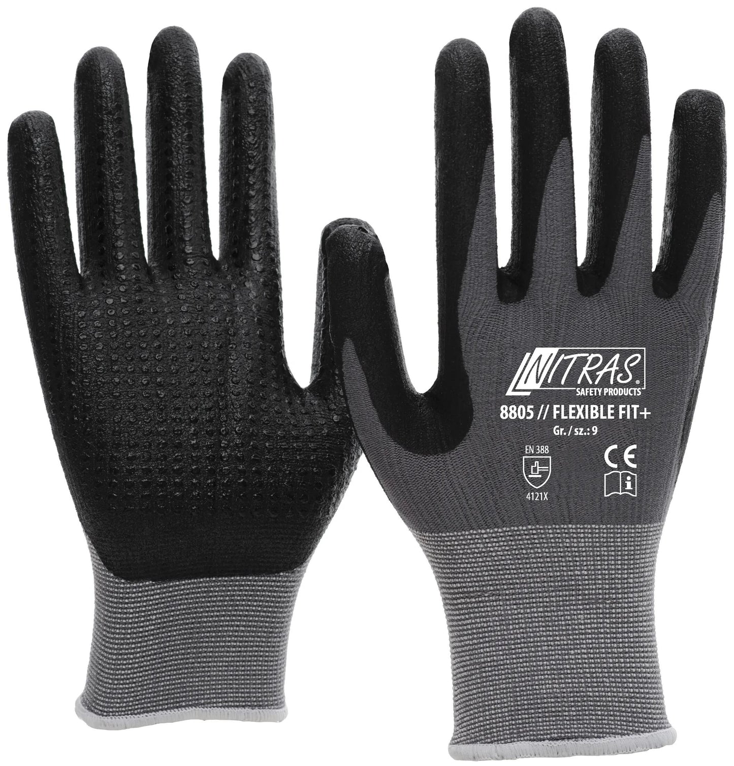 Nitras safety monteurshandschoen flexible fit+ glove size 11 pimples gray sw flexible fit+