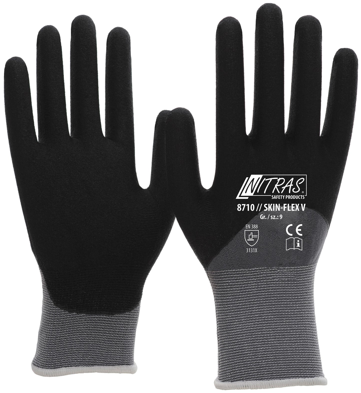 Nitras safety flexibele werkhandschoen skin flex v glove size 9 skin flex v