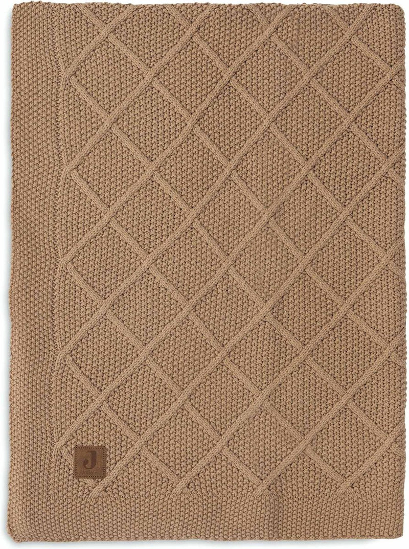 Jollein - deken ledikant 100x150cm - dekentje baby - check knit biscuit