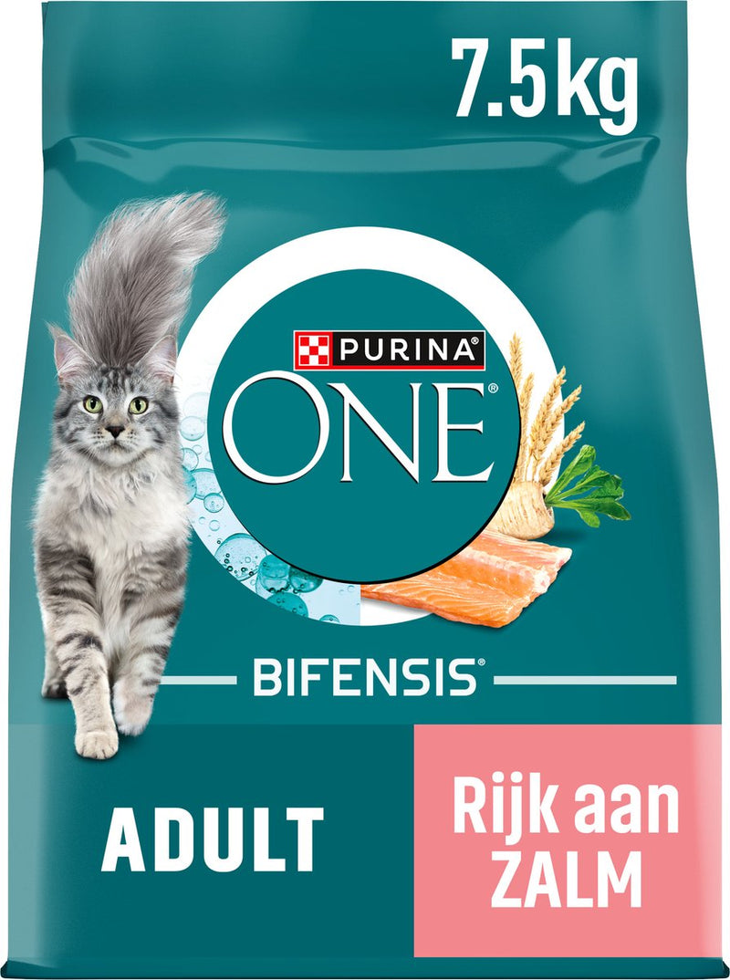 Purina one purina® one® adult - kattenbrokjes - zalm volkoren granen - 7.5 kg