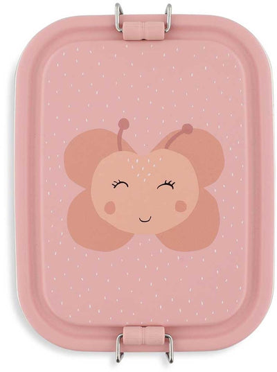 Trixie | brooddoos klein - mrs. butterfly - rsv lunchbox voor kinderen - makkelijk te openen broodtrommel - roze - vlinder - rvs