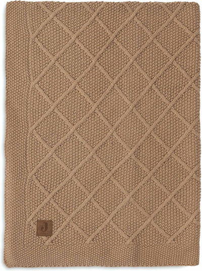 Jollein - deken ledikant 100x150cm - dekentje baby - check knit biscuit