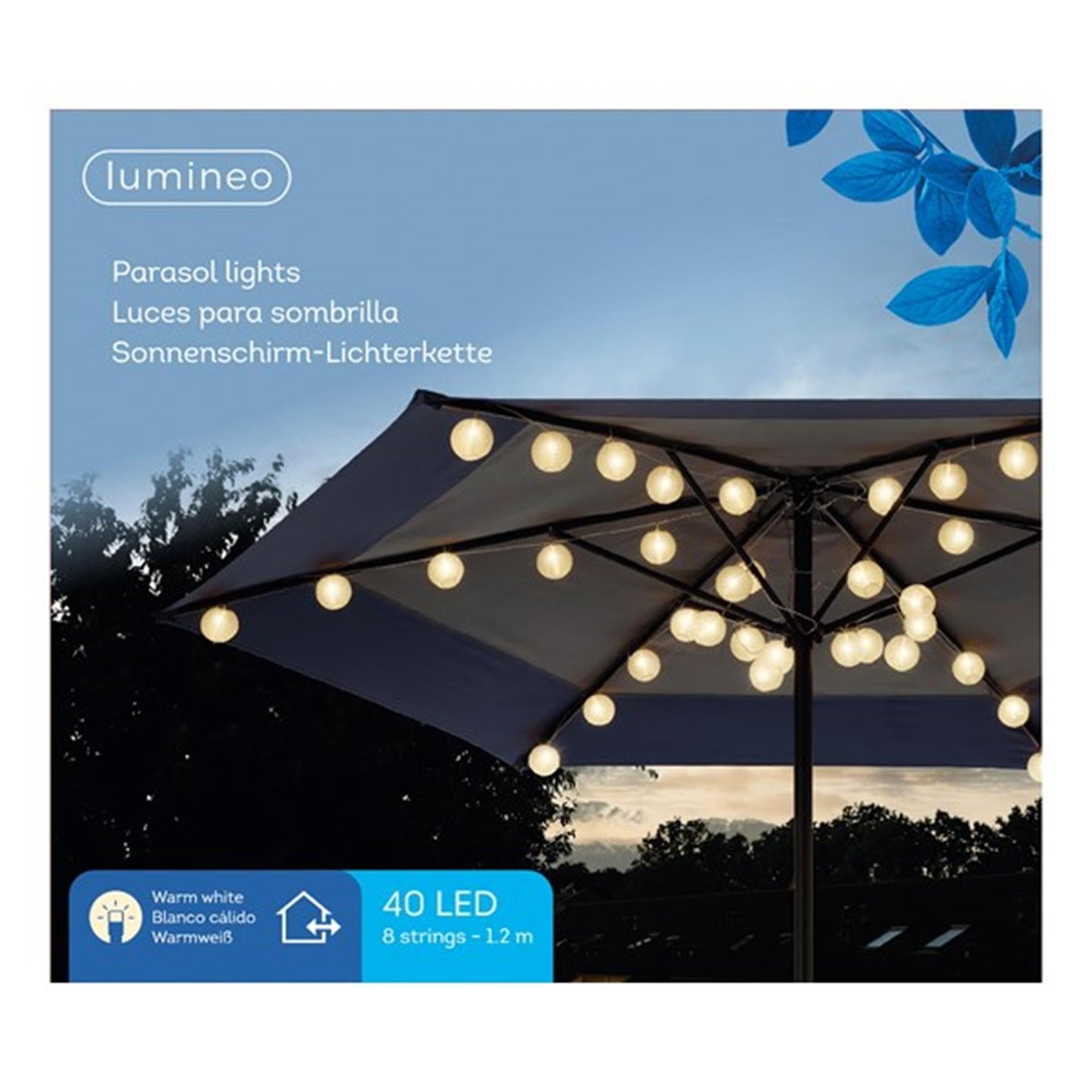 Lumineo led parasol partylight buiten l120cm