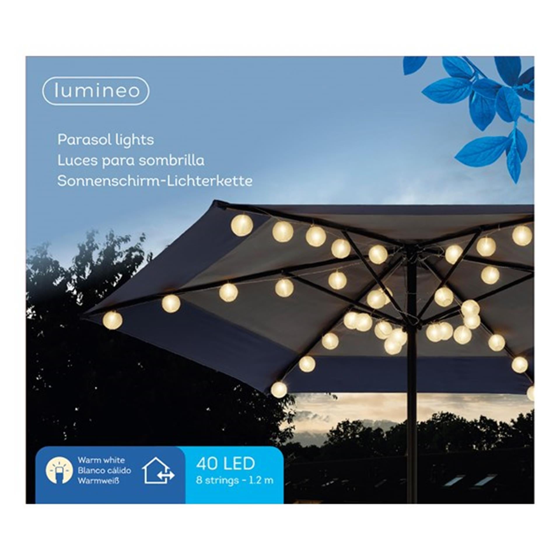 Lumineo led parasol partylight buiten l120cm