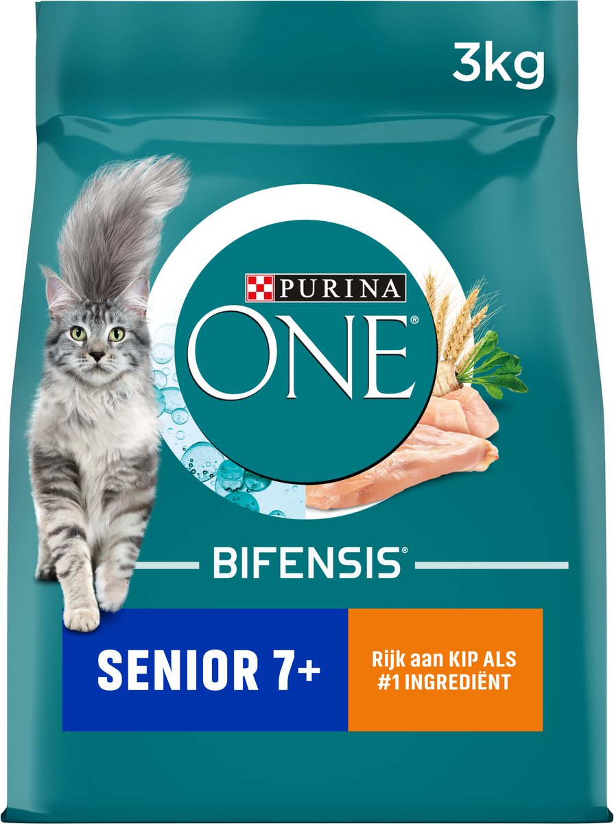 Purina one senior - kattenvoer droogvoer - kip volkoren granen - 3 kg