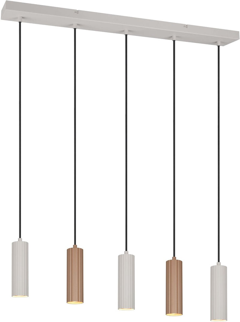 Trio soka - hanglamp - mokka - excl. 5x gu10 5 w - plafondbevestiging - in hoogte verstelbaar