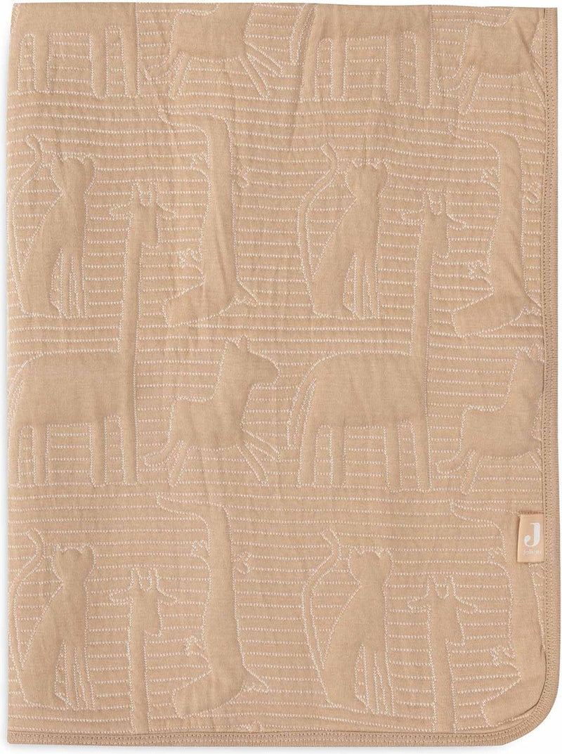 Jollein - deken ledikant 100x150cm - dekentje baby - jungle jambo biscuit oatmeal