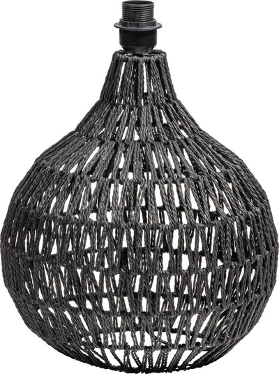 Woood macy tafellampvoet - rattan look - zwart - 44x31x31