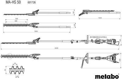Metabo geräteaufsatz ma hedge trimmers attachment ma-hs 50