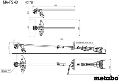 Metabo geräteaufsatz ma brush cutter attachment ma-fs 40