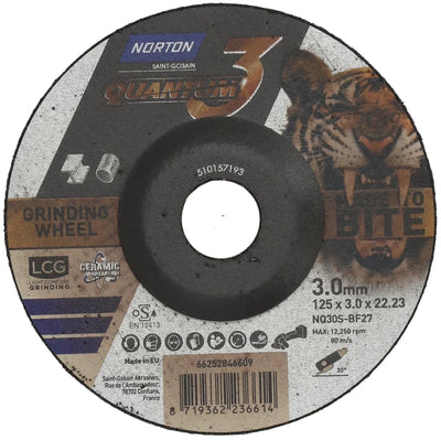 Norton schruppscheibe quantum3 grinding discs quamtum3 125 x 3 x 22.24