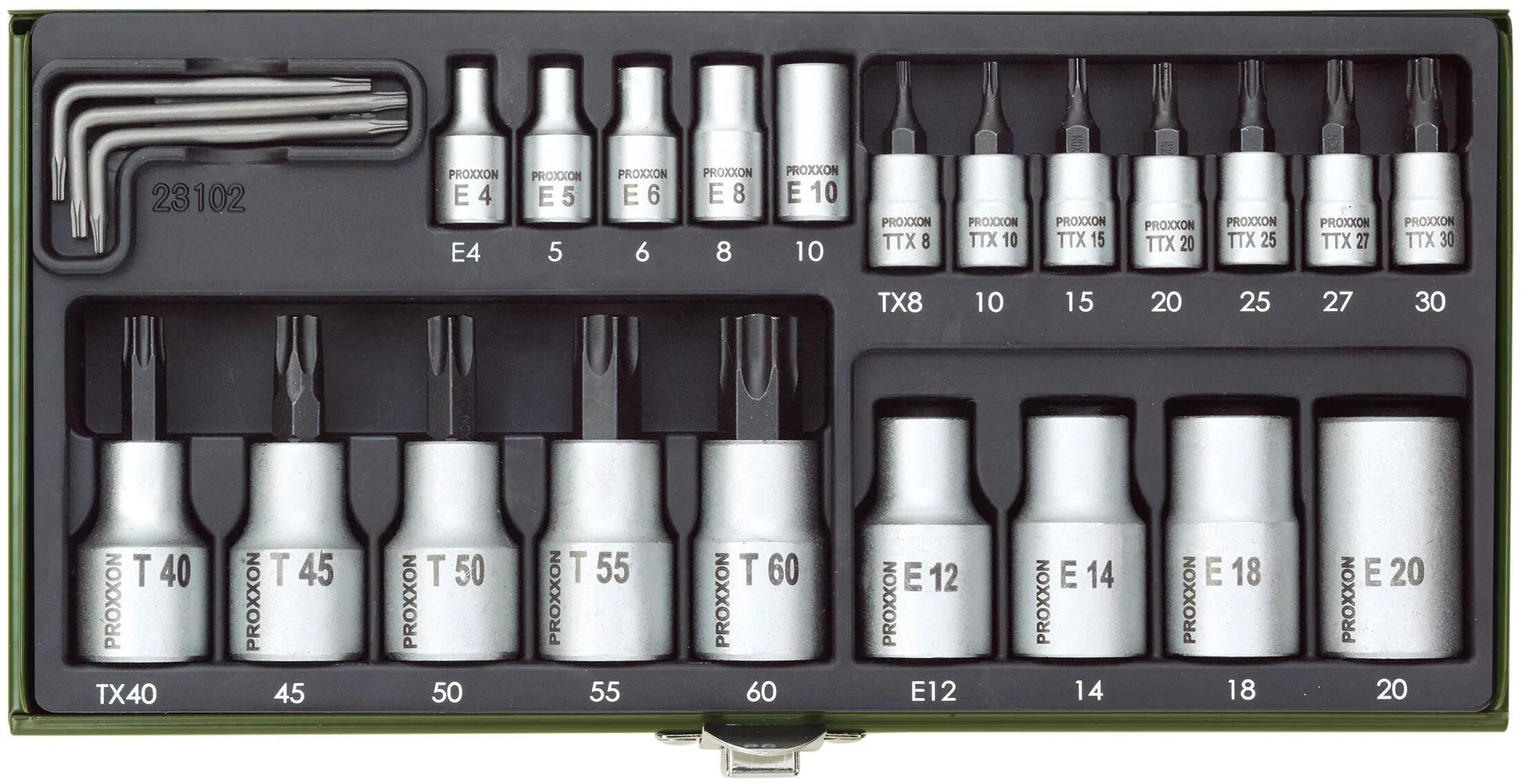 Proxxon dopsleutel set tx socket wrench set 23-piece