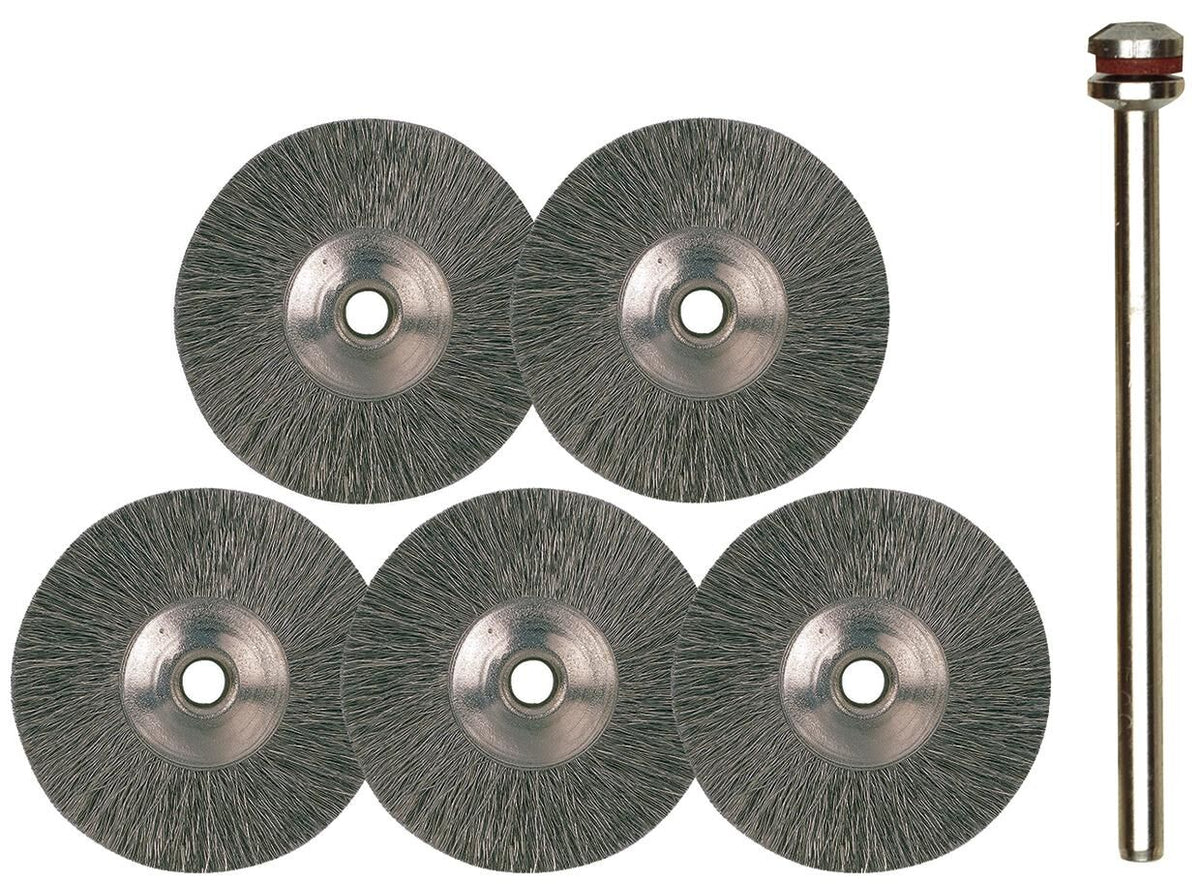 Proxxon stahldrahtrundbürstensatz round brush set steel d=22mm 5 pcs.