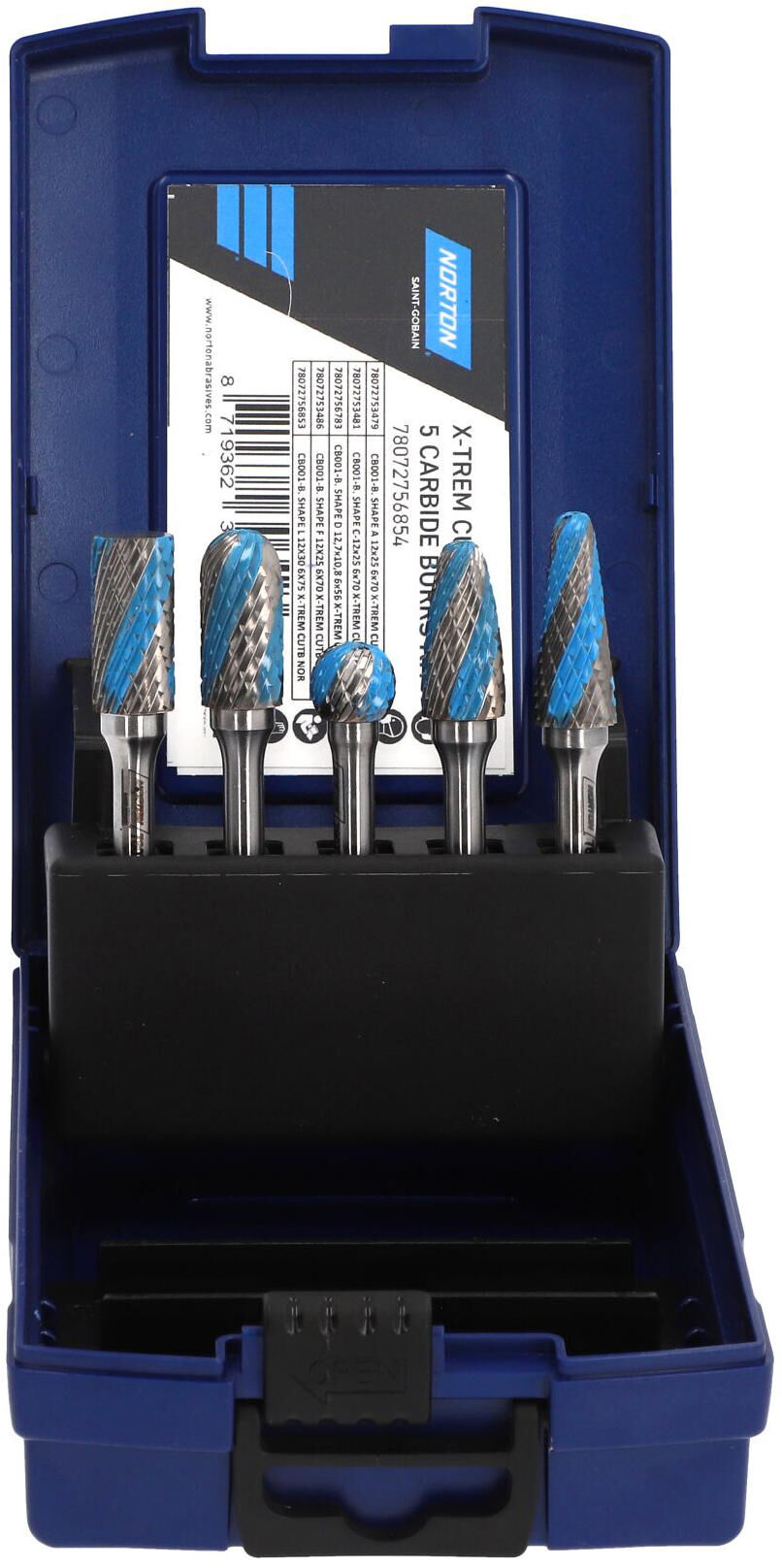 Norton stiftfrezenset x-trem cut 5 carbide burr set