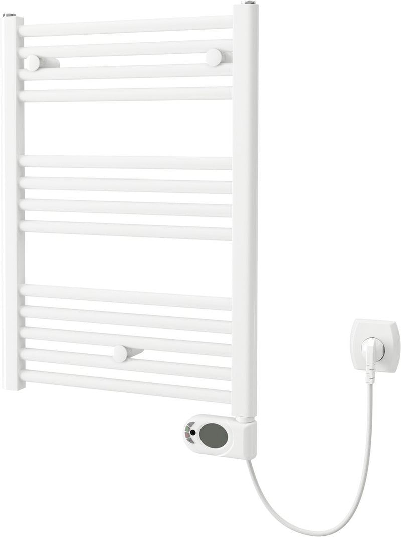 Plieger elba elektrische handdoekradiator – handdoek verwarmer – met klokthermostaat – 70.2 cm x 50 cm – 300 watt – wit