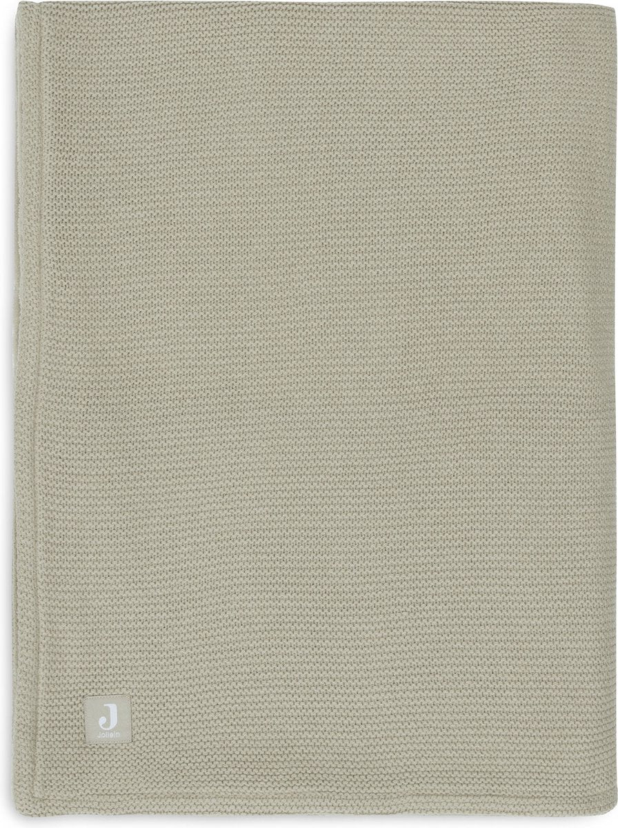 Jollein - deken ledikant 100x150cm basic knit - dekentje baby - olive green fleece