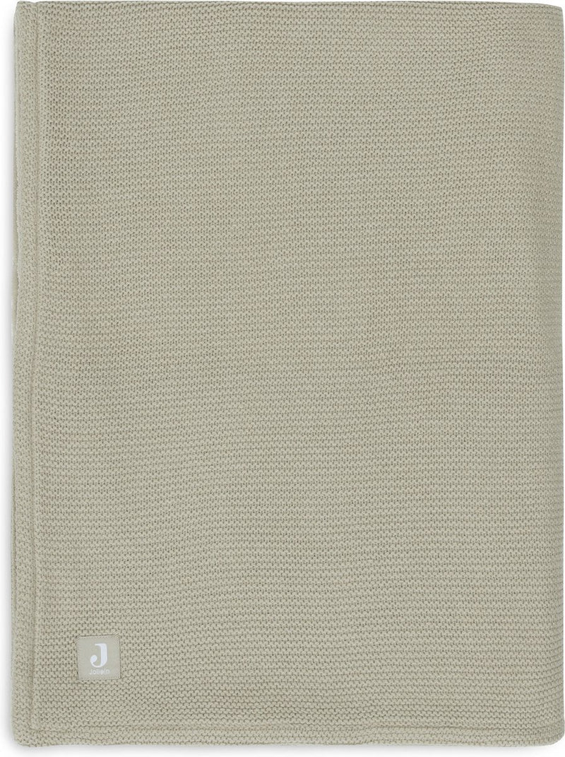 Jollein - deken ledikant 100x150cm basic knit - dekentje baby - olive green fleece