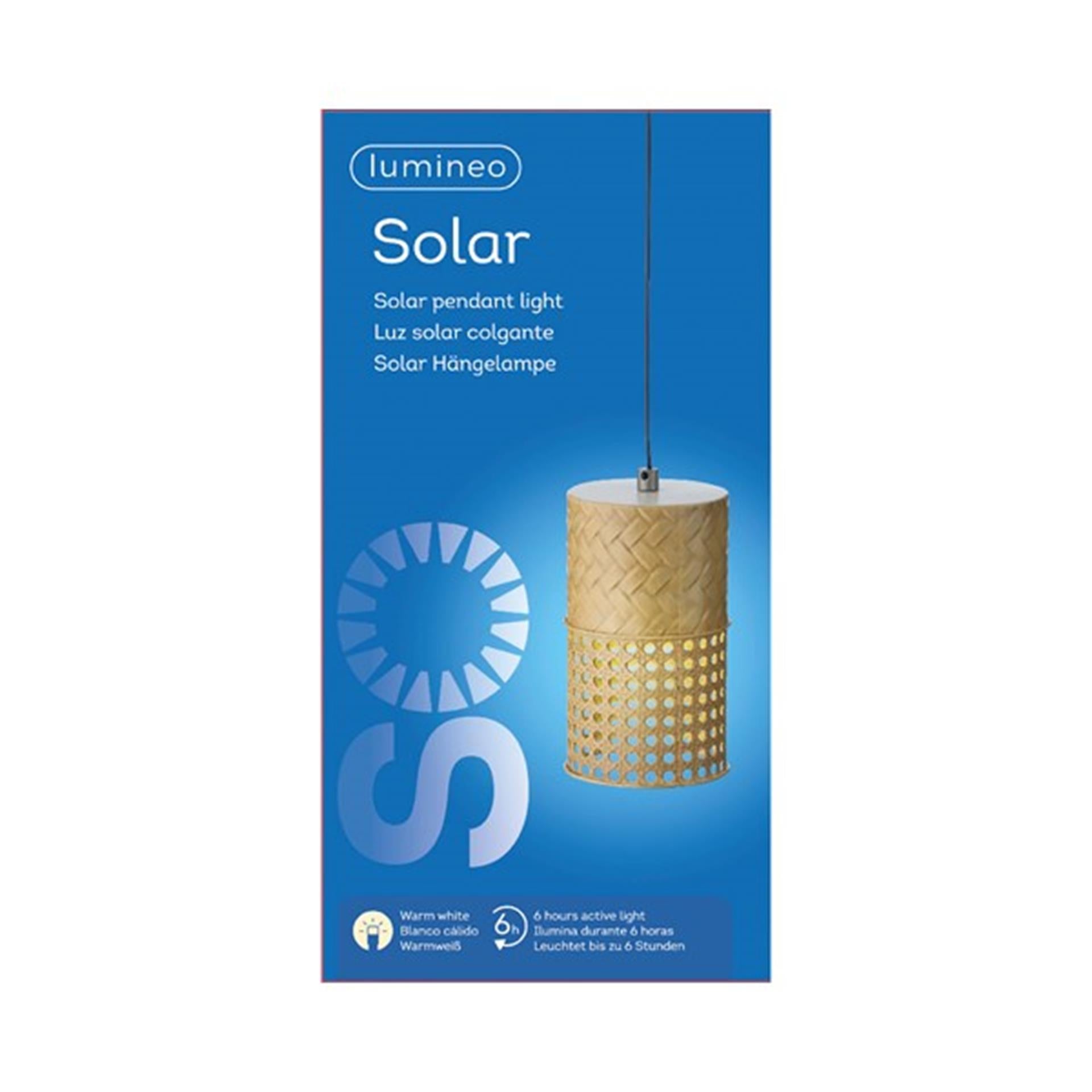 Lumineo led solar hanging light ø11-h18cm metaal warmwit. brandt tot 6 uren.