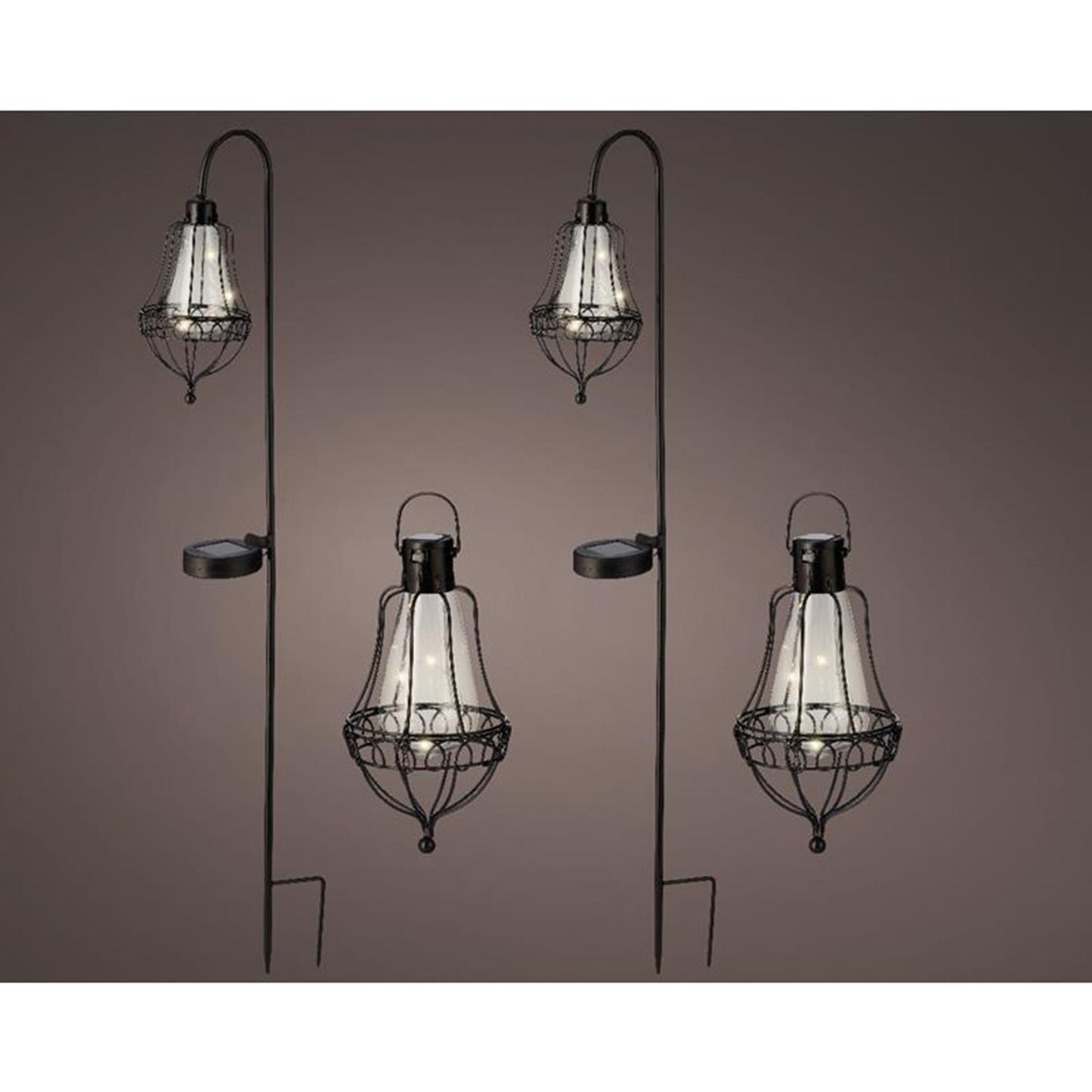 Lumineo led solar lantaarn set metaal 4 -delig