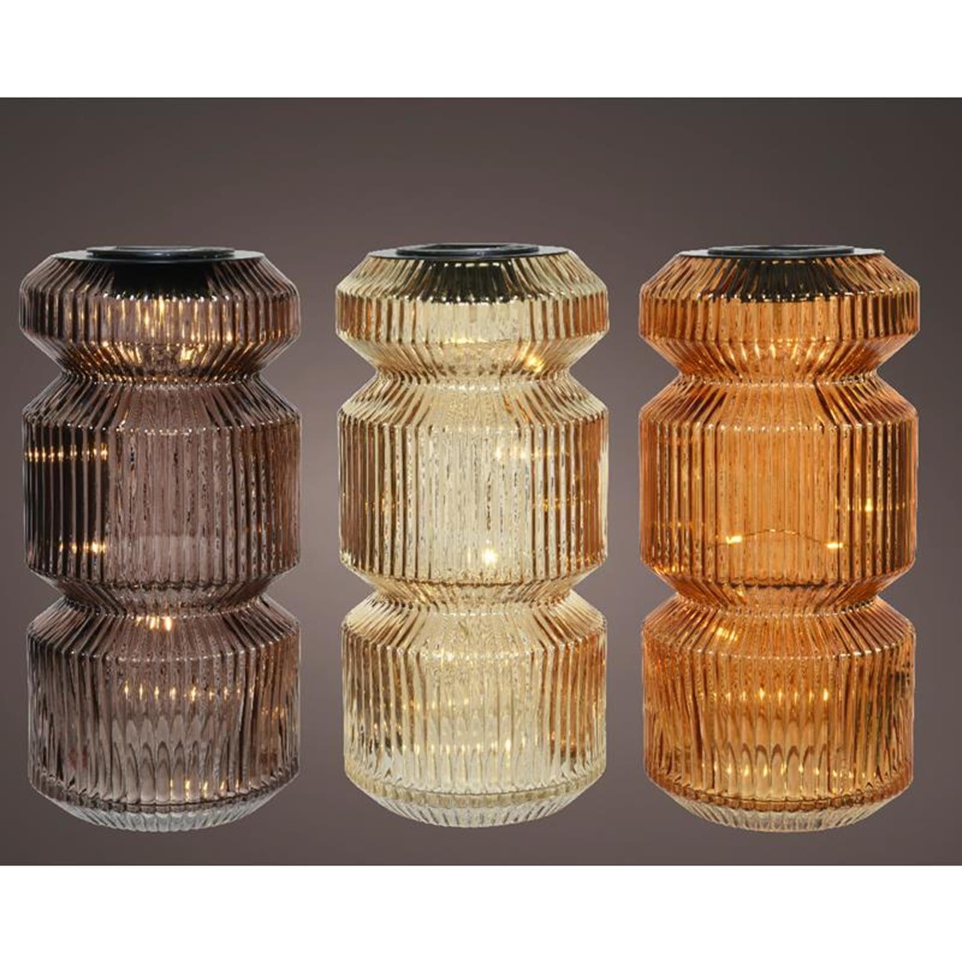 Lumineo led solar tafellamp ø12-h25cm glas verkrijgbaar in 3 verschillende kleuren