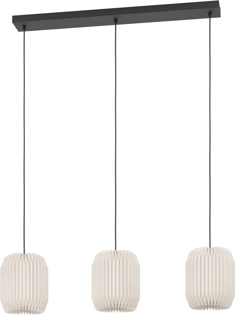 Eglo belgrave hanglamp - e27 - 88 cm - zwart wit - papier