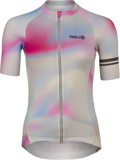 Agu gradient swirl - fietsshirt dames - wielershirt - zomer - aerodynamisch - ademend - multicolor - m - ykk-ritssluiting - waterdicht zakje