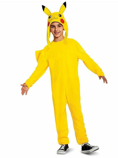 Disguise pokémon, pikachu jumpsuit met capuchon deluxe, maat s (4-6 jaar)