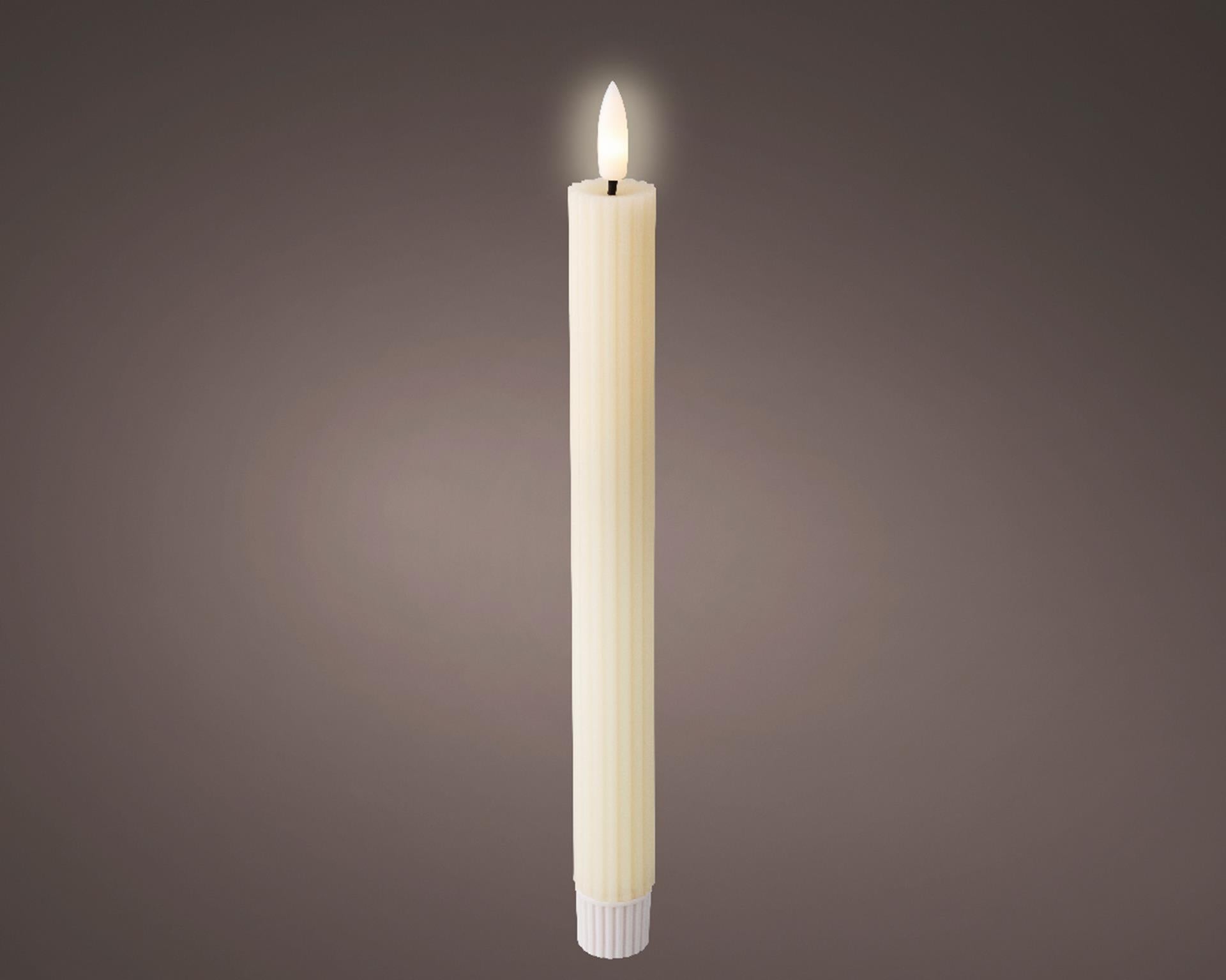 Lumineo dinerkaarsen 2-delig met flikkerende vlame creme dia2x24,5cm was met 6 uur timer