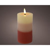 Lumineo led kaars met kleurverloop voor binnen met vlameffect en timer dia7x11cm terra werkt op 2xaaa batterijen (excl)<br>
