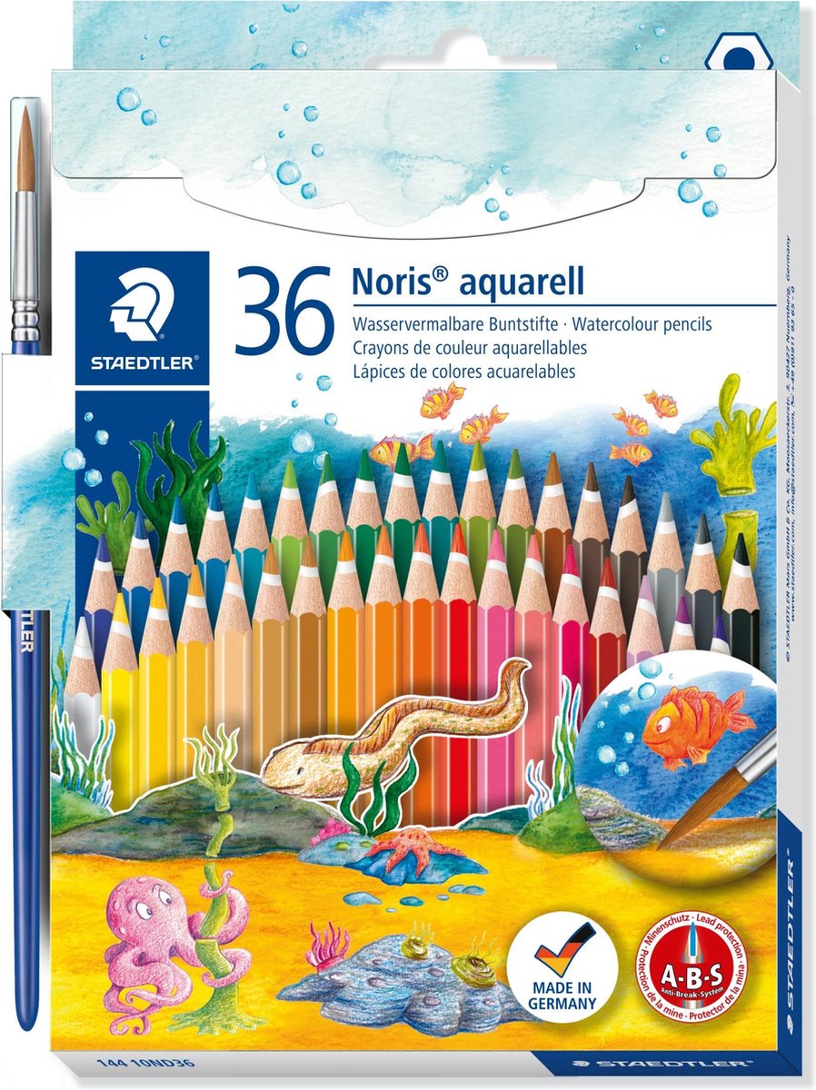 Staedtler noris aquarell kleurpotlood - set 36 st + penseel