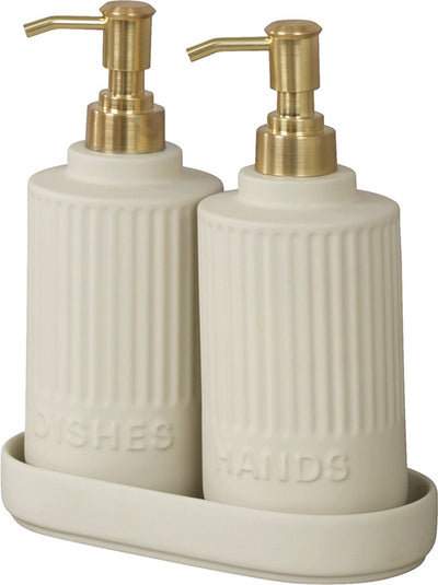 Wenko zeep en afwasmiddel dispenser - crème - 2x 550 ml